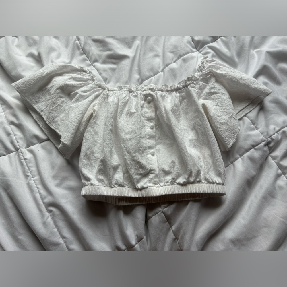 Cropped off-shoulder white blouse
